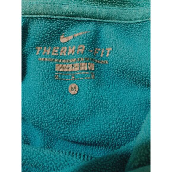 NIKE Women's Therma Fit Hoodie Medium Turquoise Blue Kangaroo Pocket Sweatshirt - Picture 4 of 7